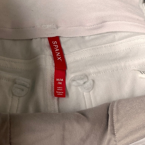 SPANX 20312R Stretch Twill Cropped Wide Leg White Khaki pull on Pants medium - Picture 4 of 7